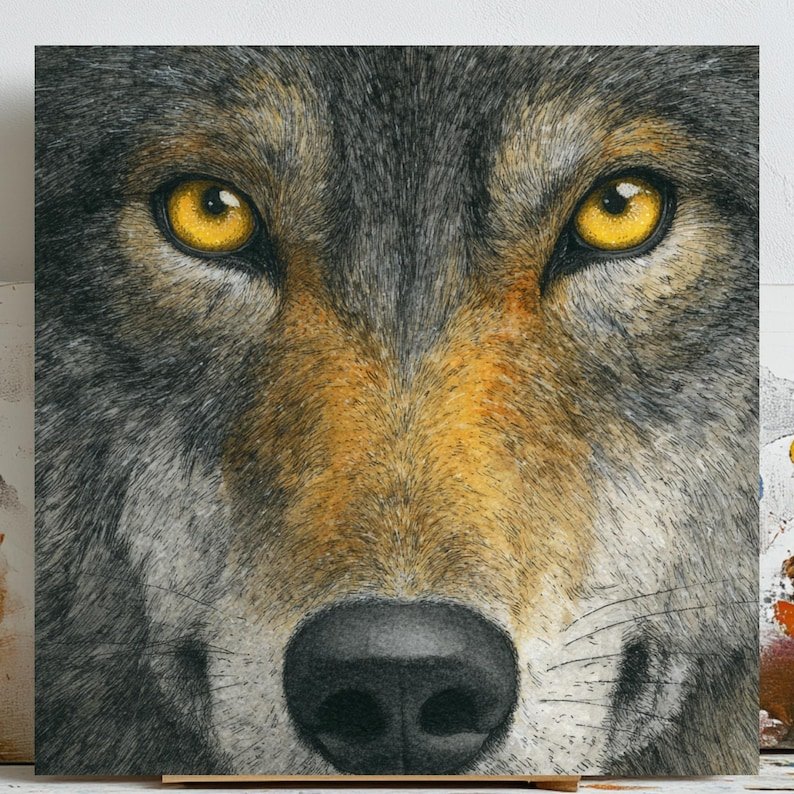 Wolf Portrait Wall Art, Canvas Or Poster, Animal Decor, Modern Decor, Living Room Decor, Office Decor, Wolf Wall Hanging, Wolf Art