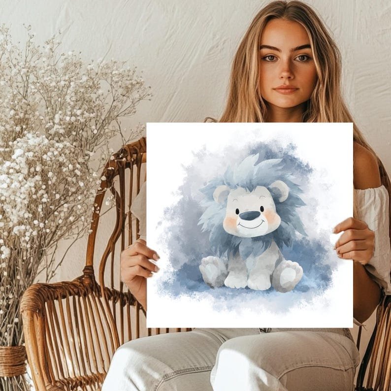 Cute Lion Wall Art, Canvas Or Poster, Nursery Wall Art, Kids Room Decor, Safari Animal Print, Living Room Bedroom Kids Room Art, Lion Gift - Image 5