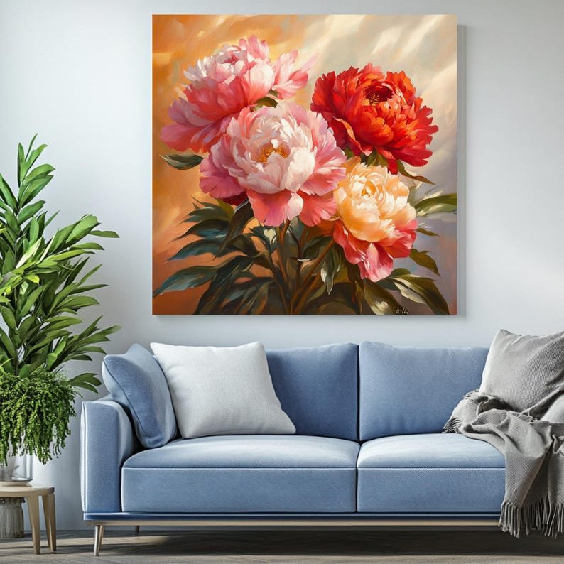 Peony Flower Wall Art, Poster or Canvas, Peony Print, Floral Home Decor, Peony Painting, Flower Wall Decor, Wall Art Gift For Her,Home Decor - Image 4