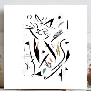 Abstract Cat Wall Art, Canvas Or Poster, Minimalist Kitty Decor, Modern Animal Art, Living Room Wall Decor, Cat Lover Gift, Kids Room Art