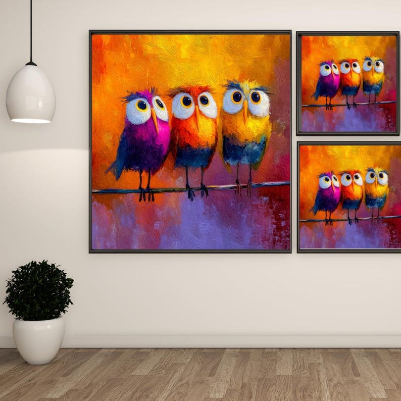 Colorful Owl Wall Art, Canvas or Poster, Whimsical Animal Decor, Bright Bird Poster, Kids Room Wall Hanging, Playful Home Decor, Bird Canvas - Image 2