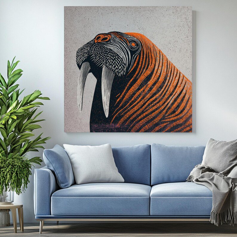 Walrus Wall Art, Canvas Or Poster, Animal Decor, Living Room Decor, Contemporary Art, Home Wall Art, Whimsical Art, Unique Wall Hangings - Image 3