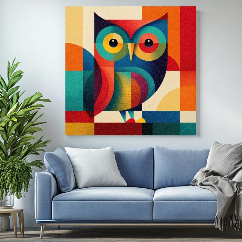Abstract Owl Wall Art, Canvas Or Poster, Kids Decor, Modern Decor, Animal Decor, Living Room Decor, Office Decor, Owl Wall Hanging, Owl Art - Image 4