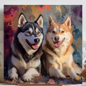 Husky Dog Duo Wall Art, Canvas or Poster, Husky Wall Decor, Husky Canvas Print, Animal Wall Hanging, Living Room Art, Home Decor, Pet Decor