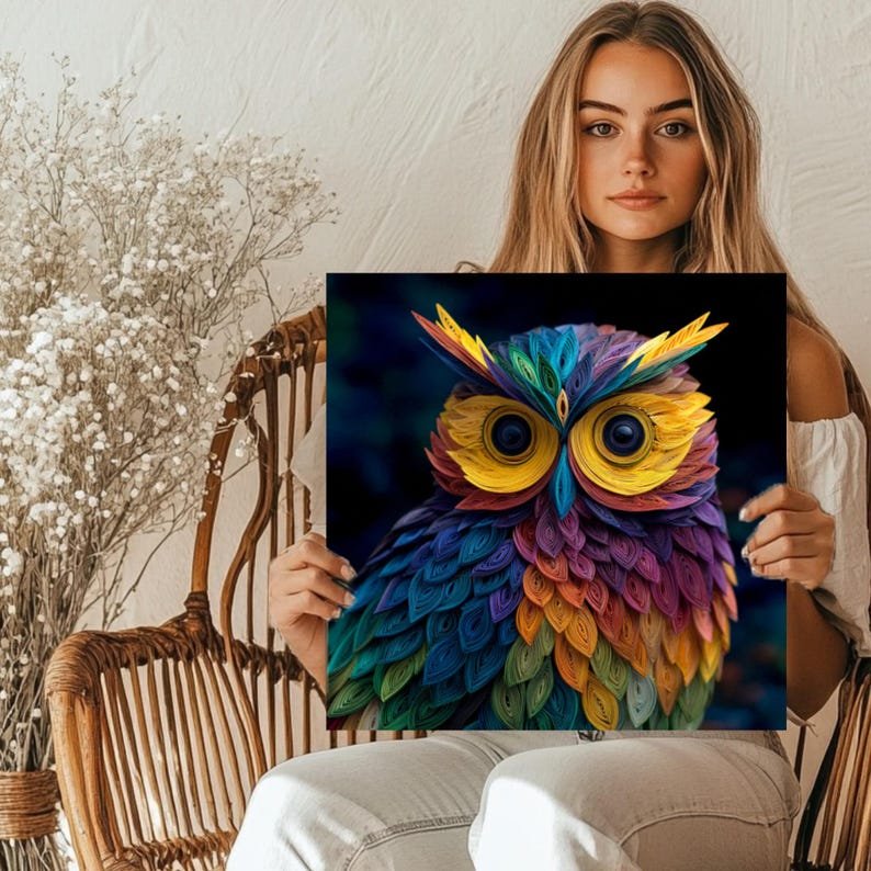 Owl Wall Art, Canvas or Poster, Whimsical Owl Portrait, Animal Wall Hanging, Modern Decor, Living Room Decor, Bedroom Decor, Kids Decor - Image 5