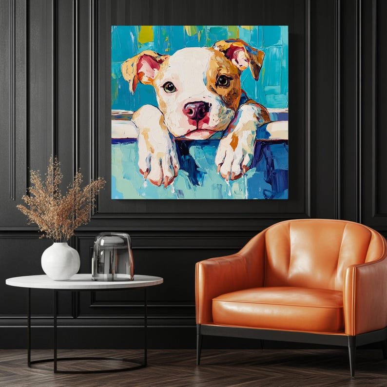 Puppy Wall Art, Canvas or Poster, Bathroom Wall Decor, Nursery Wall Decor, Cute Dog Wall Hanging, Kids Room Wall Art, Playroom Animal Decor - Image 3