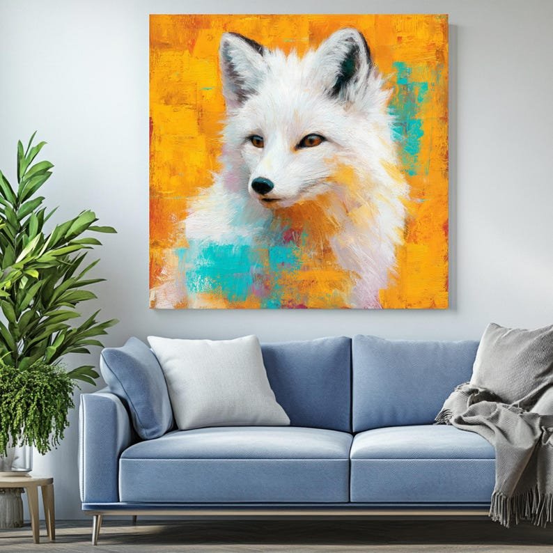 White Fox Wall Art, Canvas Or Poster, Kids Decor, Modern Decor, Animal Decor, Living Room Decor, Office Decor, Fox Wall Hanging, Fox Art - Image 3