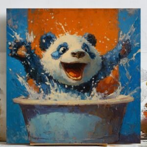 Panda In Bathtub, Canvas Or Poster, Panda Wall Art, Bathroom Wall Decor, Nursery Wall Art, Bathroom Wall Art, Panda Wall Art, Minimalist Art