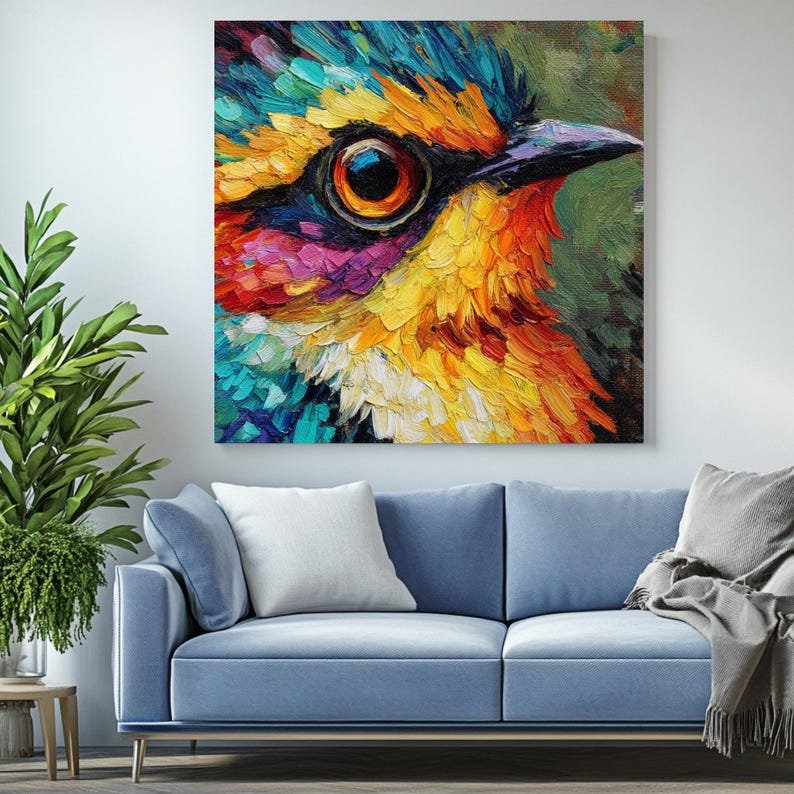 Colorful Bird Wall Art, Canvas or Poster, Modern Abstract Decor, Living Room Bedroom Office Wall Art, Bright Colors Contrast, Bird Gift - Image 4