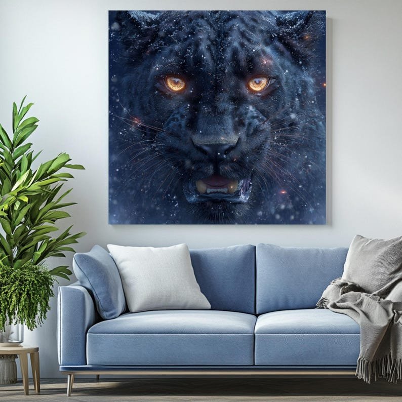 Black Panther Wall Art, Canvas Or Poster, Animal Wall Art, Jungle Home Decor, Wildlife Wall Artwork, Living Room Wall Art, Panther Decor - Image 4