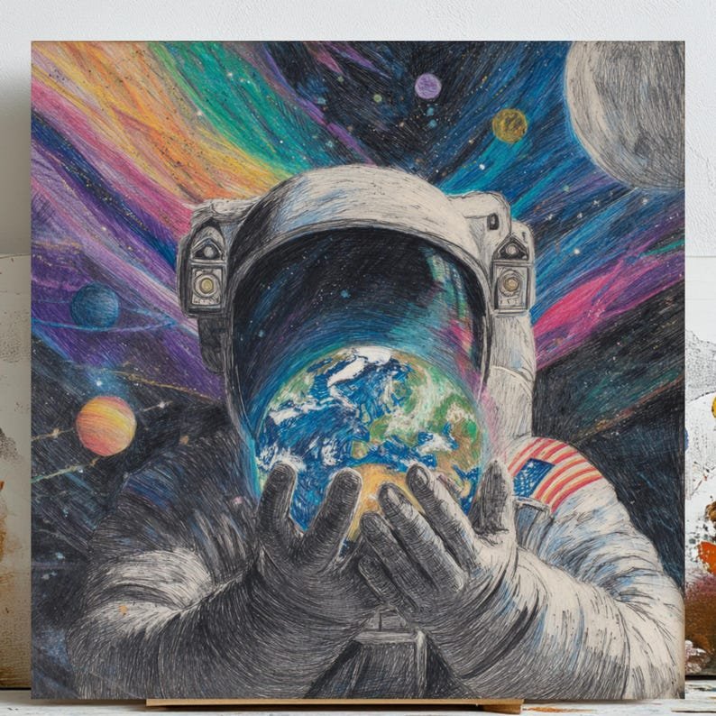 Astronaut Space Wall Art, Canvas or Poster, Galaxy Wall Decor, Cosmic Universe Artwork, Living Room Office Wall Hanging, Space Lover Gift