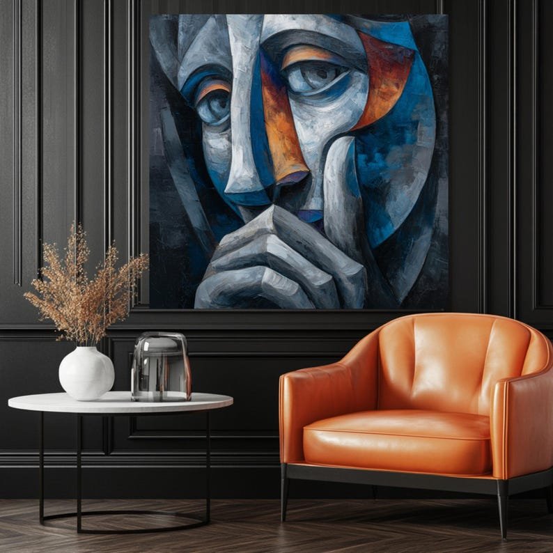 Abstract Face Painting, Canvas or Poster, Modern Decor, Expressionist Decor, Contemporary Decor, Office Decor,Living Room Decor,Wall Hanging - Image 3