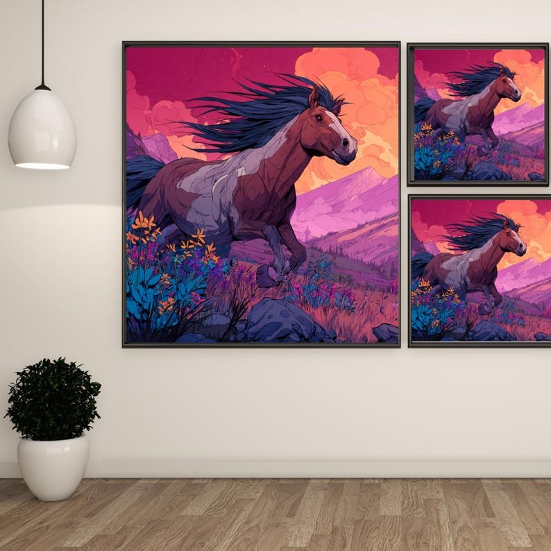 Horse Wall Art, Canvas Or Poster, Modern Wall Art, Contemporary Design, Bedroom Decor, Living Room Decor, Wild Horses Decor - Image 2