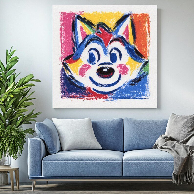 Colorful Cartoon Cat Art, Canvas or Poster, Vibrant Kids Room Decor, Playful Nursery Wall Art, Modern Animal Decor, Pop Art, Cute Cat Gift - Image 3