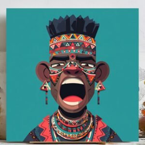 African Tribal Art, Canvas or Poster, Cultural Portrait Painting, Living Room Office Wall Art, Bold Modern Home Decor, Gift for Art Lovers