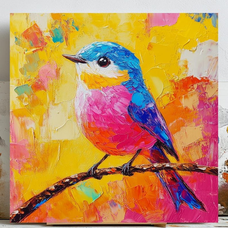 Colorful Bird Art Print: Tropical Boho Wall Decor