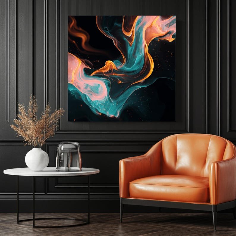 Colorful Flame Wall Art, Canvas or Poster, Abstract Home Decor, Living Room Bedroom Wall Art, Fire Smoke Artwork Print, Modern Home Gift - Image 3