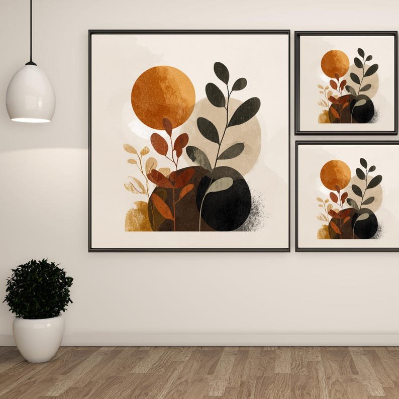 Abstract Botanical Wall Art, Canvas Or Poster, Minimalist Plant Print, Modern Home Decor, Neutral Wall Art, Bathroom Decor, Bedroom Wall Art - Image 2