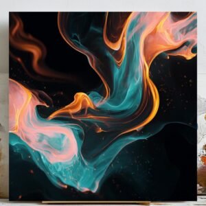 Colorful Flame Wall Art, Canvas or Poster, Abstract Home Decor, Living Room Bedroom Wall Art, Fire Smoke Artwork Print, Modern Home Gift