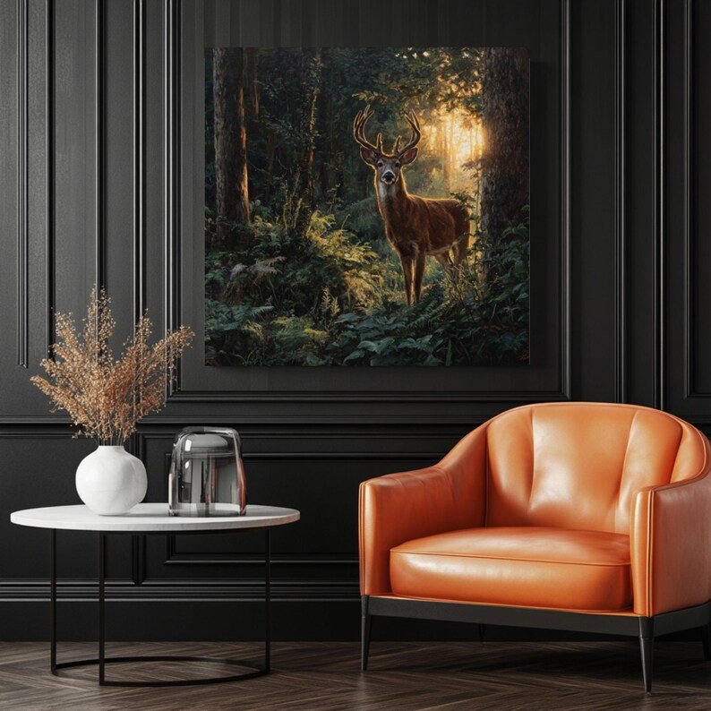 Deer Wall Art, Canvas Or Poster, Animal Decor, Living Room Decor, Contemporary Art, Home Wall Art, Whimsical Forest Art,Unique Wall Hangings - Image 3
