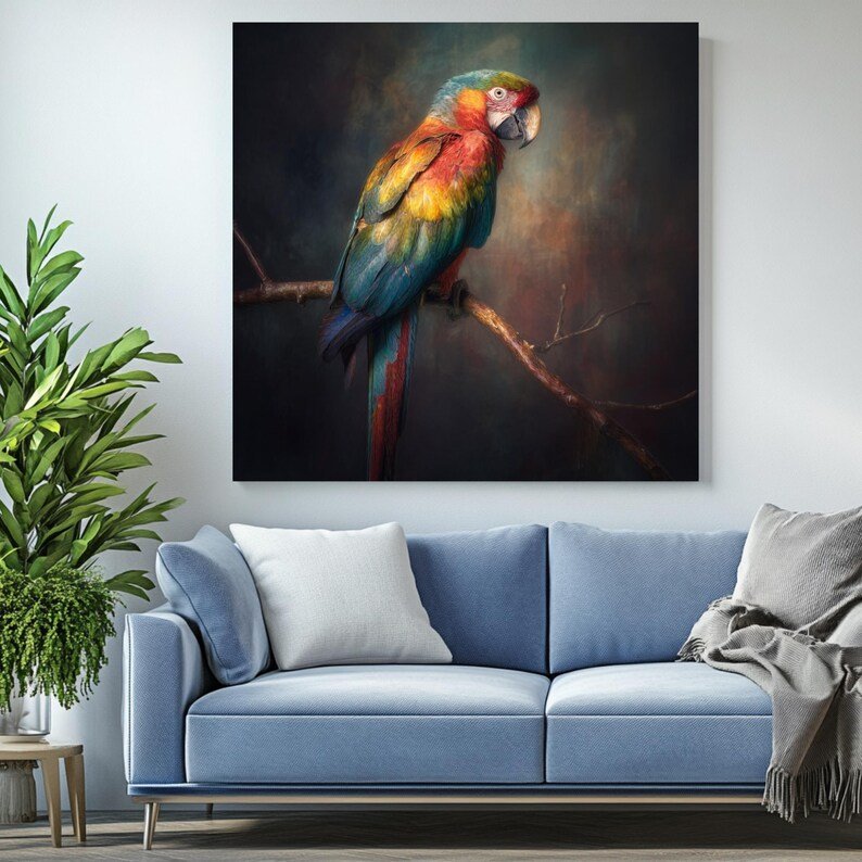 Parrot Wall Art, Canvas Or Poster, Animal Decor, Parrot Wall Decor, Contemporary Design, Modern Wall Art, Bird Wall Hanging, Macaw Wall Art - Image 4