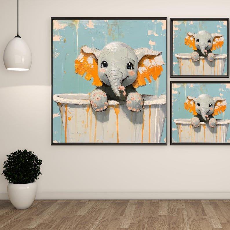 Elephant In Bathtub, Canvas Or Poster, Animal Decor, Elephant Wall Art, Bathroom Wall Decor, Home Decor, Bathroom Wall Art - Image 2