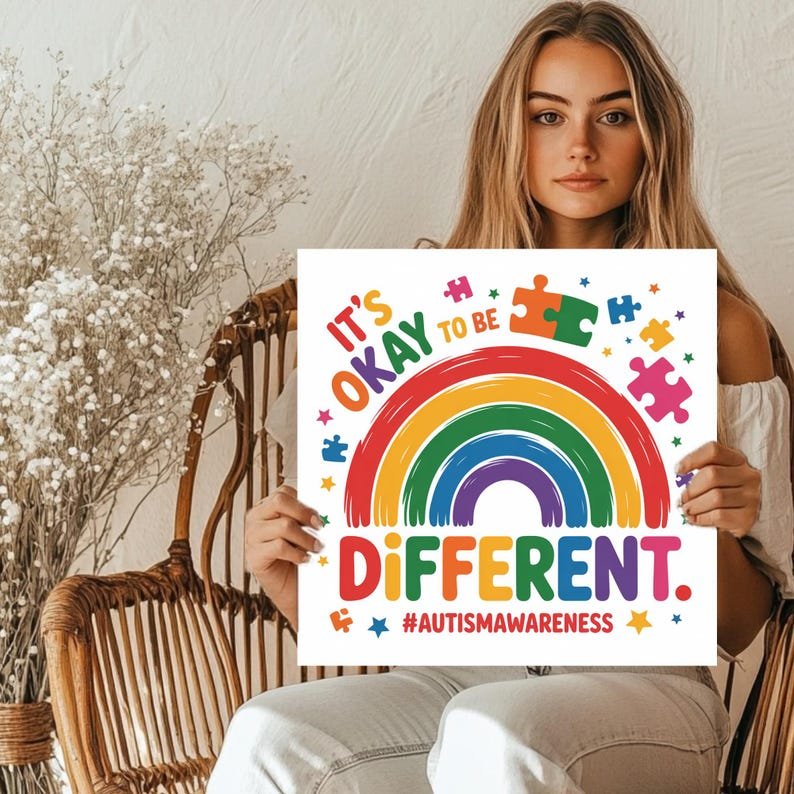 Be Different Wall Art, Canvas Or Poster, Positive Decor, Motivational Wall Hanging, Rainbow Art, Home Decor, Autism Wall Art - Image 5