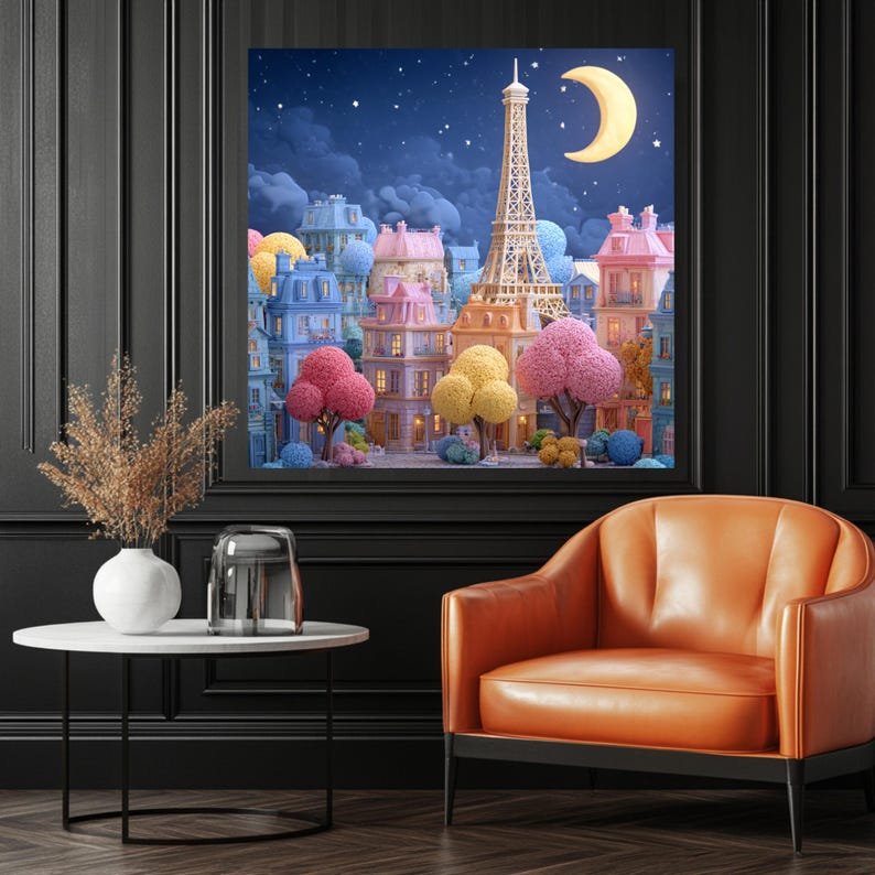 3d Paris Wall Art, Canvas Or Poster, Kids Decor, Whimsical Wall Decor, Paris Art Print, Nursery Wall Art, Eiffel Tower Decor - Image 4