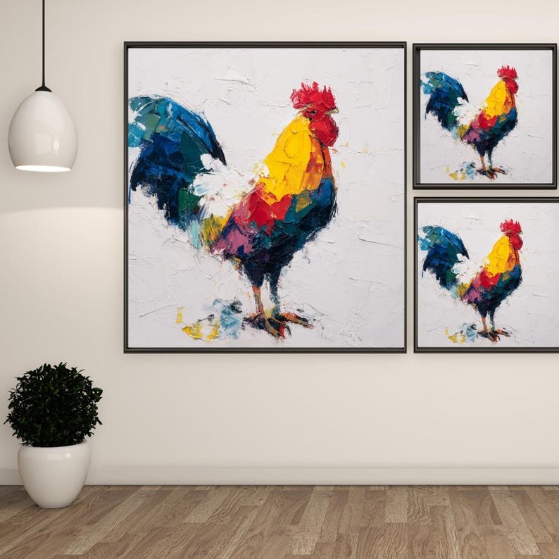 Rooster Wall Art, Canvas Or Poster, Farmhouse Wall Art, Rooster Decor, Rooster Home Decor, Animal Artwork, Rooster Wall Hanging, Farm Art - Image 2