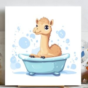 Camel Wall Art, Canvas Or Poster, Bathroom Wall Decor, Funny Bathroom Art, Bathtub Animal Art,Kids Bathroom Decor,Animal Prints,Modern Decor