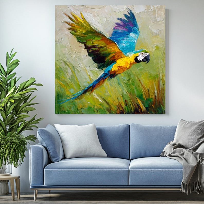 Parrot Wall Art, Canvas or Poster, Macaw Print, Colorful Tropical Bird Decor, Exotic Bird Illustration, Parrot Poster, Printable Wall Art - Image 4