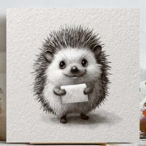 Cute Hedgehog Wall Art, Canvas Or Poster, Bathroom Wall Art, Kids Room Art, Nursery Wall Hanging, Animal Wall Decor, Minimalist Art