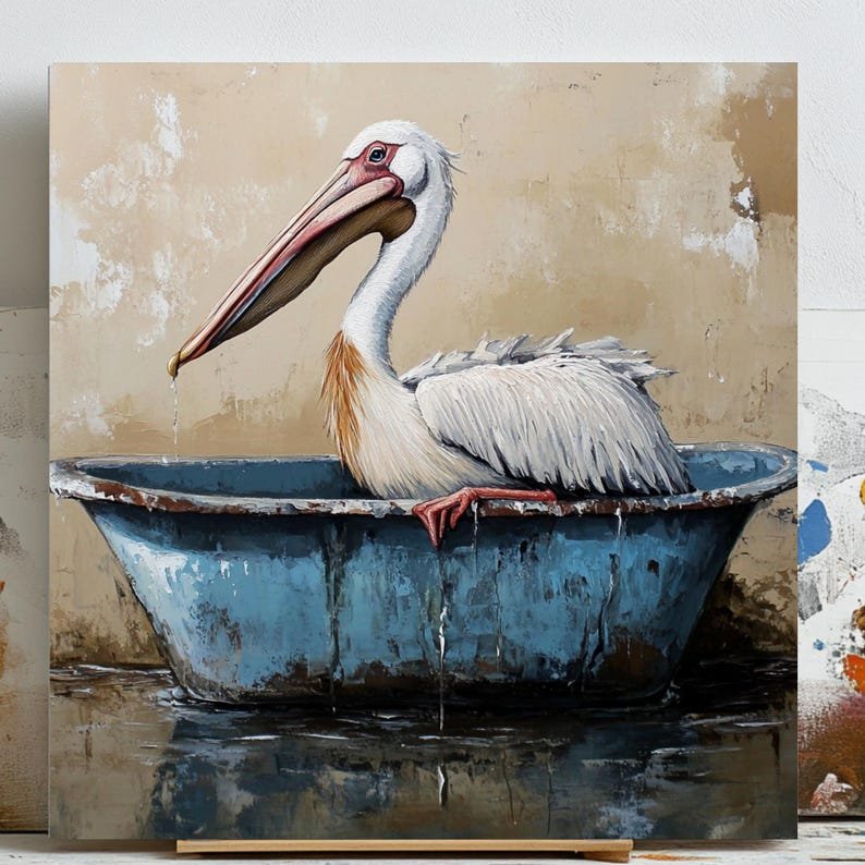 Pelican Wall Art, Canvas or Poster, Pelican Bathroom Decor, Coastal Wall Art, Bird Lover Gift, Watercolor Pelican Art, Wildlife Decor
