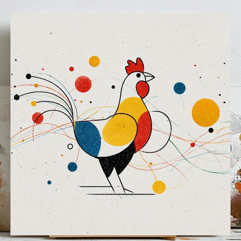 Abstract Rooster Wall Art, Canvas Or Poster, Modern Chicken Decor, Mid Century Modern Art, Kitchen Wall Decor, Farmhouse Decor, Rooster Art