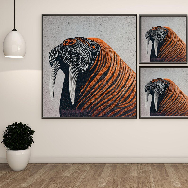 Walrus Wall Art, Canvas Or Poster, Animal Decor, Living Room Decor, Contemporary Art, Home Wall Art, Whimsical Art, Unique Wall Hangings - Image 2