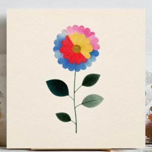 Colorful Flower Wall Art, Canvas Or Poster, Modern Floral Decor, Living Room Decor, Vibrant Flower Print, Folk Art Decor, Gift For Her, Home