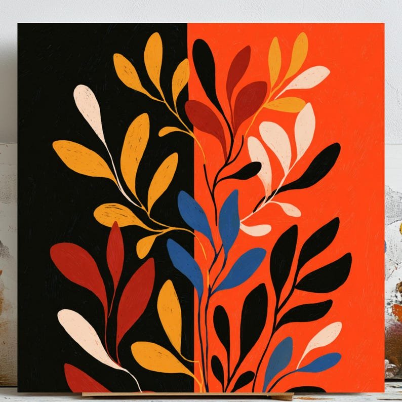 Abstract Leaf Wall Art, Canvas or Poster, Entryway Wall Art, Hallway Wall Art, Kitchen Wall Art, Nursery Wall Art, Botanical Art, Home Decor
