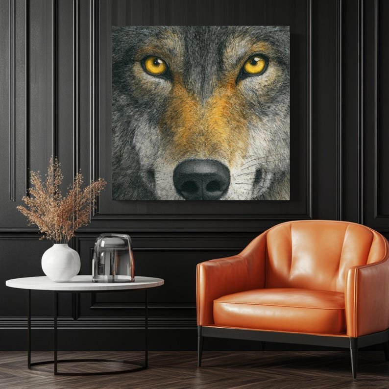 Wolf Portrait Wall Art, Canvas Or Poster, Animal Decor, Modern Decor, Living Room Decor, Office Decor, Wolf Wall Hanging, Wolf Art - Image 3