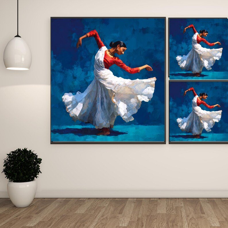 Traditional Dance Wall Art, Canvas or Poster, Cultural Painting Decor, Elegant Bharatanatyam Art for Living Room Bedroom Entryway Wall Art - Image 2