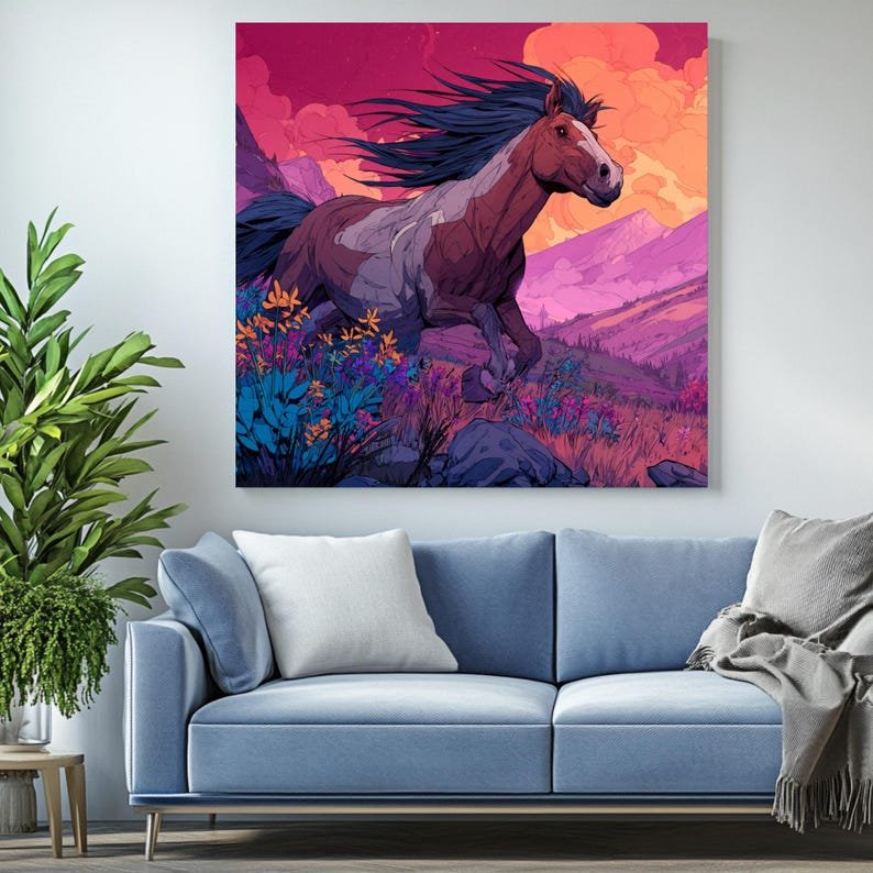 Horse Wall Art, Canvas Or Poster, Modern Wall Art, Contemporary Design, Bedroom Decor, Living Room Decor, Wild Horses Decor - Image 4