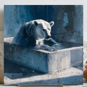 Polar Bear In Bathtub, Canvas Or Poster, Animal Decor, Bathroom Wall Art, Nursery Wall Art, Bathroom Decor, Polar Bear Decor, Snow Wall Art