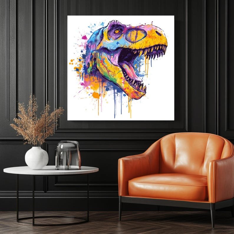 T-Rex Wall Art, Canvas Or Poster, Dinosaur Decor, Living Room Decor, Contemporary Art, Home Wall Art, Dino Illustration,Unique Wall Hangings - Image 3