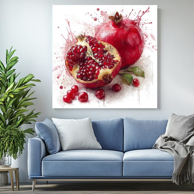 Pomegranate Wall Art, Canvas Or Poster, Fruit Decor, Kitchen Decor, Dining Decor, Home Office Decor, Botanical Wall Hanging, Fruit Art - Image 4
