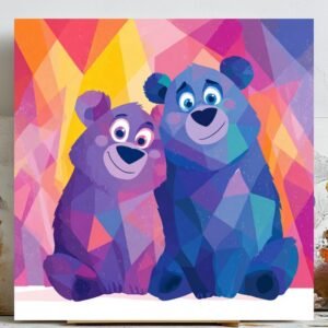 Geometric Mosaic Bear, Canvas Or Poster, Colorful Nursery Wall Decor, Kids Bedroom Art, Modern Animal Wall Hanging, Vibrant Baby Shower Gift