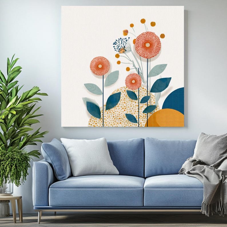 Abstract Floral Wall Art, Canvas or Poster, Dining Room Wall Art, Entryway Wall Art, Hallway Wall Decor, Elegant Flower Wall Hanging - Image 4