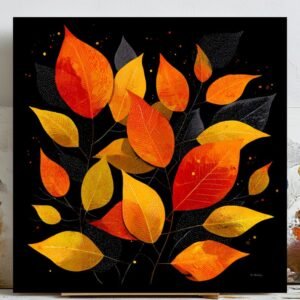 Autumn Leaves Wall Art, Canvas or Poster, Fall Leaf Decor, Seasonal Wall Hanging, Entryway Bedroom Decor, Living Room Wall Decor, Home Art
