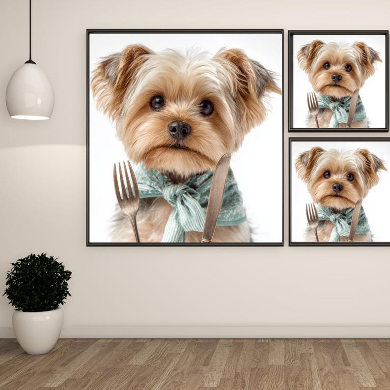 Hungry Dog Art, Canvas Or Poster, Funny Kitchen Wall Art, Cute Yorkie Decor, Dining Room Wall Hanging, Dog Lover Gift, Home Decor - Image 2