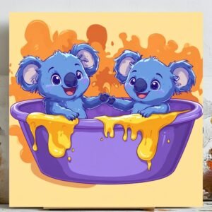 Koalas In Bathtub, Canvas or Poster, Whimsical Animal Decor, Kids Bathroom Wall Art, Nursery Wall Art, Cute Koala Art,Playful Bathroom Decor