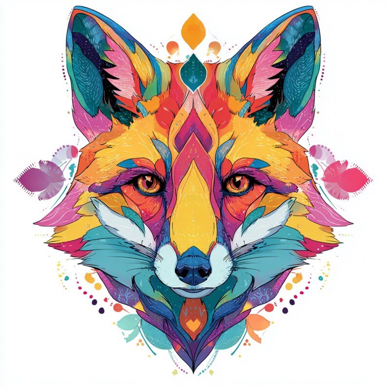 Psychedelic Fox Art, Canvas Or Poster, Vibrant Animal Wall Decor, Modern Living Room Decor, Geometric Fox Print, Boho Woodland Wall Art - Image 5