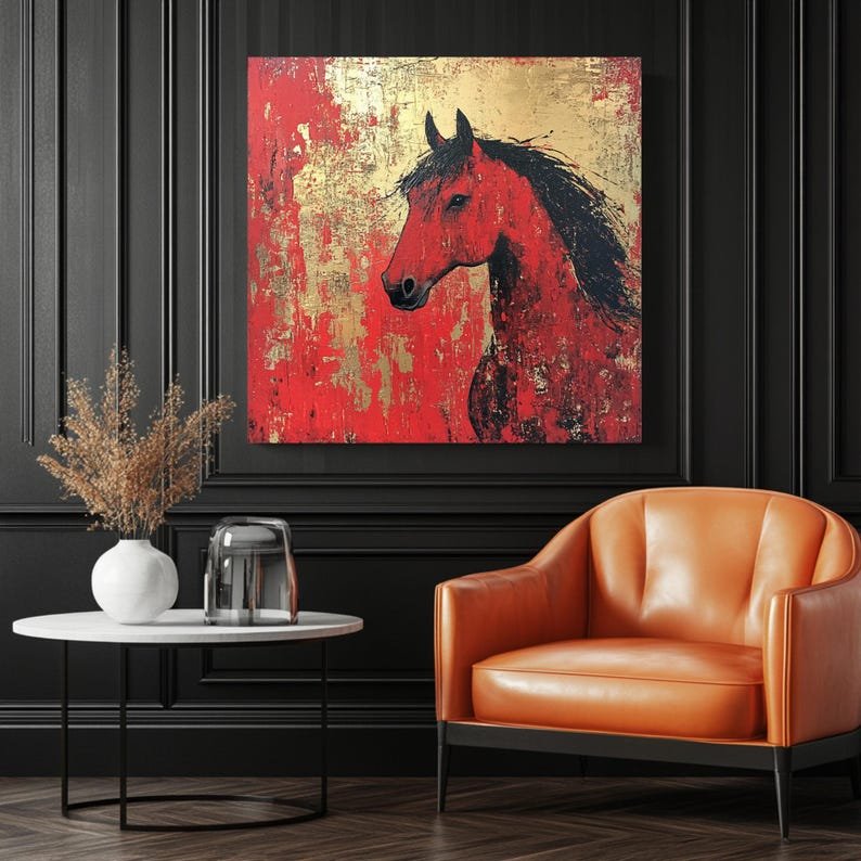 Abstract Horse Wall Art, Canvas Or Poster, Rustic Western Decor, Equestrian Wall Art, Room Wall Art,Cabin Wall Hanging,Gift For Horse Lovers - Image 3
